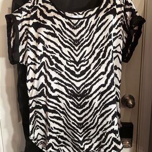 K Jordan Black and White Zebra Print Top